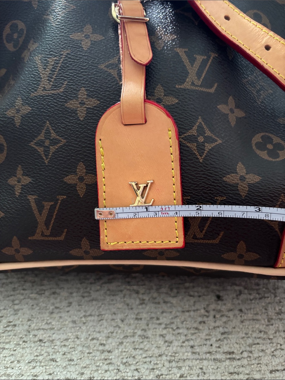 *FASHION* Brown Monogram Shoulder Bag with Tan Leather Trim - Picture 5 of 17